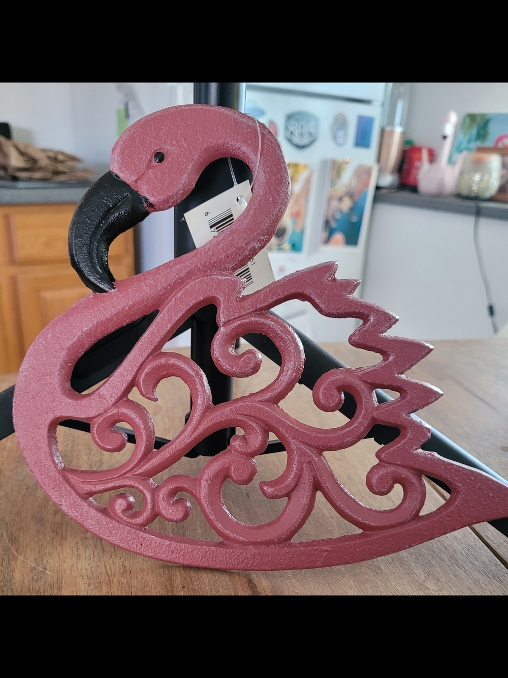 Cast Iron Pink Flamingo Decorative Kitchen Trivet - Picture 3 of 3